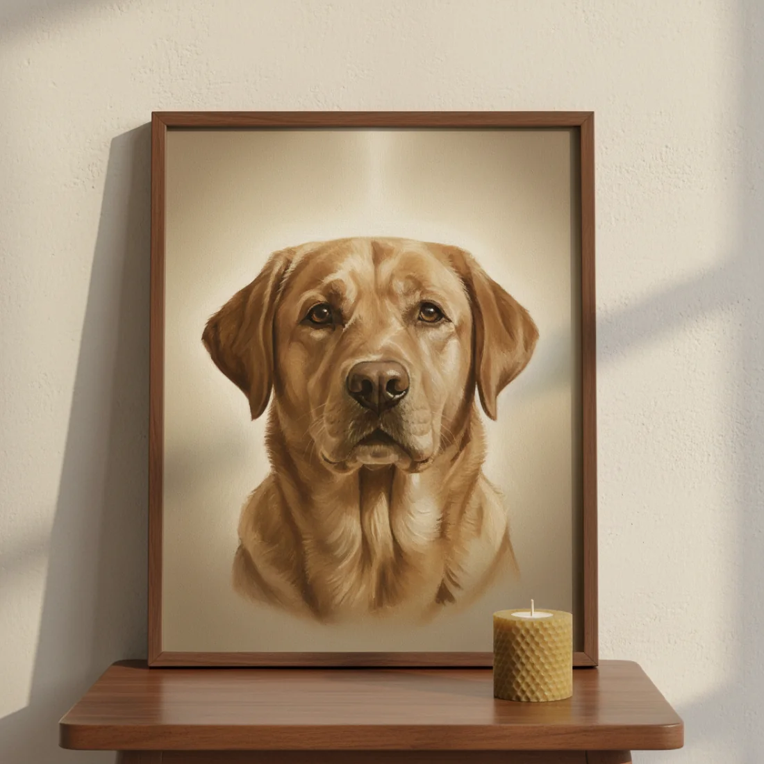 Memorial portrait in a walnut frame